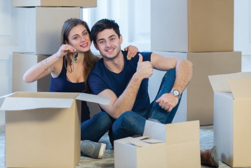 Removal team supporting a move in a Barbican apartment building