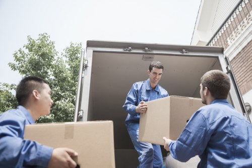 Van loading near a Barbican apartment building