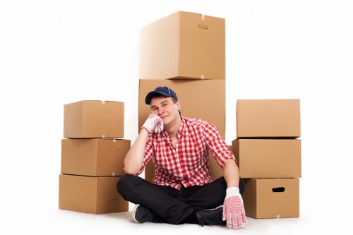 Packed boxes and household items ready for a Barbican move